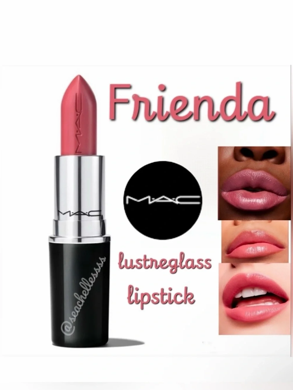 MAC Cosmetics Lustreglass Lipstick Frienda Brand New in Box Discontinued